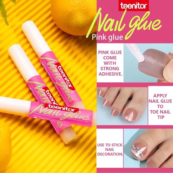 French Tip Press On Nails for Toe With Nail Glue, 6 Sets Toe Nail Tips Glue on - Picture 4 of 15